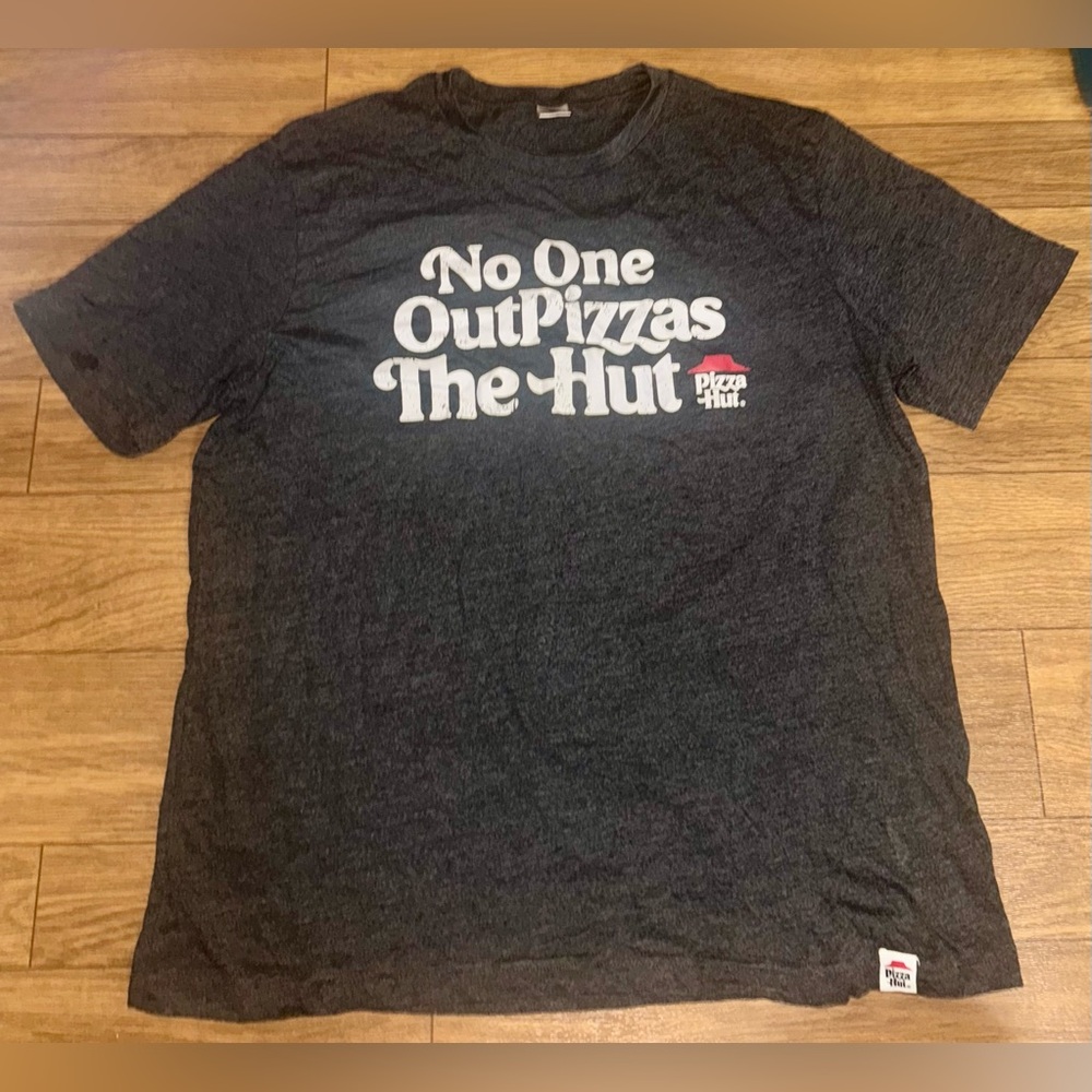 Pizza Hut Employee Shirt Men's Medium Gray Short Sleeve Uniform Delivery Logo